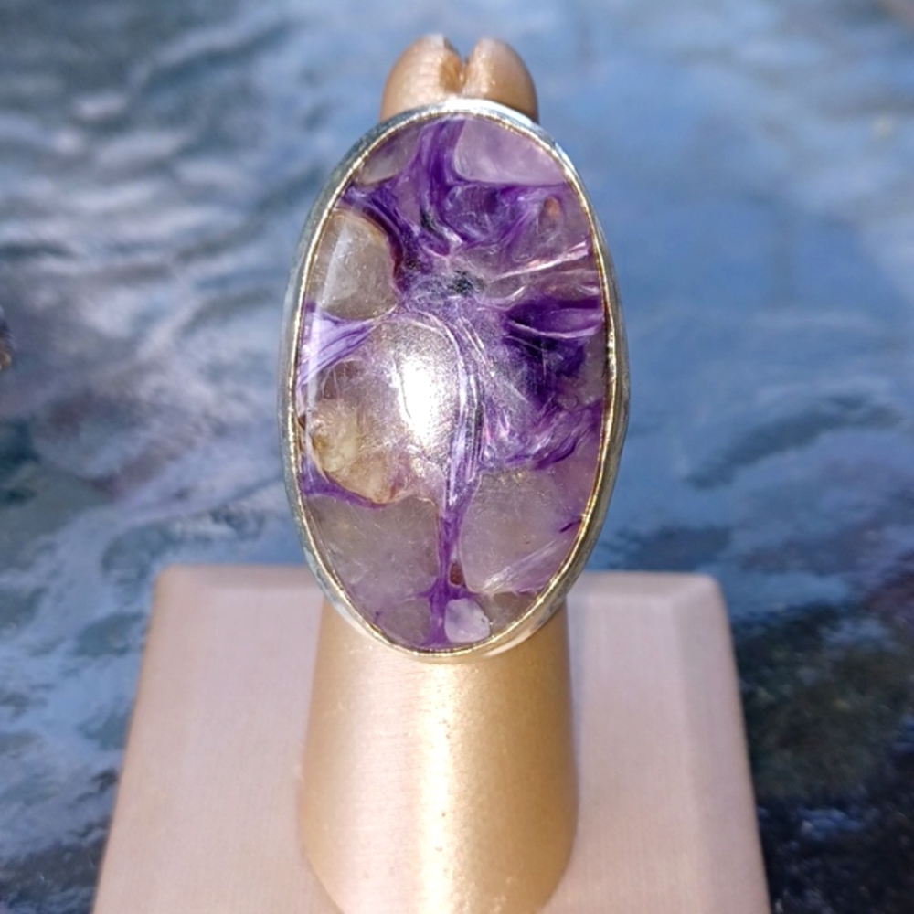 Charoite,925 sterling silver ring! Handmade! Sz.6 - Picture 6 of 7